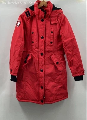 Abrigo Parka Canada Weather Gear Mujer Rojo Manga Larga Con Capucha Talla Mediana Foto 1 de 4