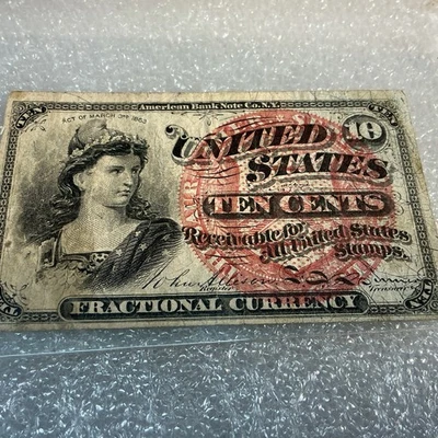 1863 10 Cents US Fractional Currency Civil War Note - Image 1 of 2