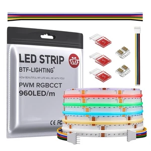 FCOB COB LED Strip RGBCCT Color Changing 16.4FT 960LED/m Flexible High Densit... - Picture 1 of 7