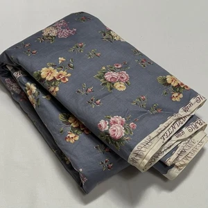 6 yds X 35” Brushed Cotton Floral Print Sewing Fabric Vtg Blue Pink Yellow - Picture 1 of 9