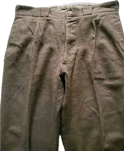 WW2 1940s Olive Drab Mens Wool Army-Military Pants COTTON CANVAS LINING Sz M - Picture 1 of 11