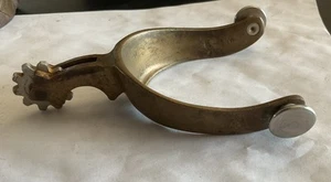 UNGEWÖHNLICHER einzelner massiver Messing SPORN mit breiter Aluminiumrolle, die sich E-M dreht - Bild 1 von 4