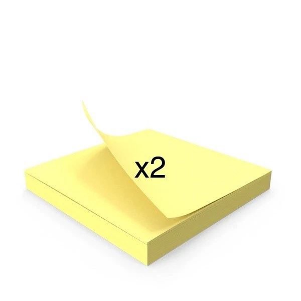 2 x 100 Sheets Removable Sticky Post It Notes 3x3 Inch Square Yellow Memo Pads - Image 1 of 1