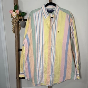 Ralph Lauren Herren XL Gestreift Button Down Vintage Freizeit Preppy Eklektisch - Bild 1 von 6