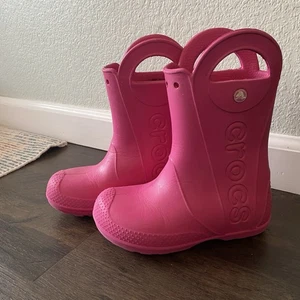 Girls Pink Crocs Rain boots Waterproof Durable Size C13 - Picture 1 of 6