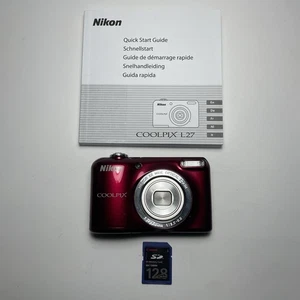 Nikon Coolpix L27 16.1MP Compact Y2K Digitalkamera rot getestet + Bedienungsanleitung, SD - Bild 1 von 20