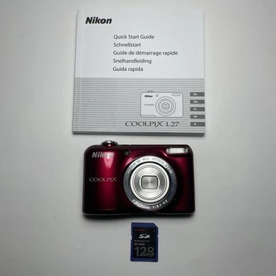 Nikon Coolpix L27 16.1MP Compact Y2K Digitalkamera rot getestet + Bedienungsanleitung, SD - Bild 1 von 4