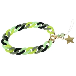 Bijou de Téléphone Universel Grosse Maille Cubaine et Étoile 35cm Vert / Noir - Photo 1 sur 6
