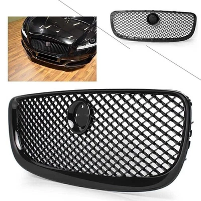 Gloss Black Upper Front Grill Grille For Jaguar XJ 2010 2011 2012 2013 2014 2015 - Imagem 1 de 4