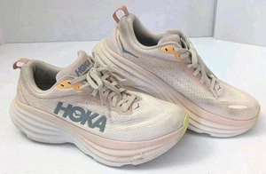 Hoka One One Bondi 8 Damen-Laufschuhe Größe 8B neutral beige/pfirsichfarben - Bild 1 von 10
