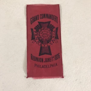 1876 Knights Templar Grand Commandery of PA, Masonic Ribbon - Picture 1 of 2
