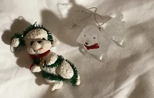 Hallmark Andenken Ornament Welpenliebe weißer Pudel 1994 + HK klar Harzpudel - Bild 1 von 8