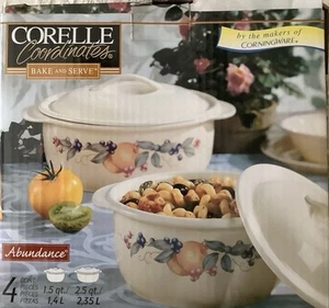 Corelle Coordinates Abundance Bake And Serve 1.5 qt 2.5 qt 4-pc Corningware New - Picture 1 of 3