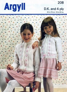 ~ Argyll Knitting Pattern For Girl's Bobble Flower Panel Cardigan ~ 18" ~ 30" ~ - Picture 1 of 1