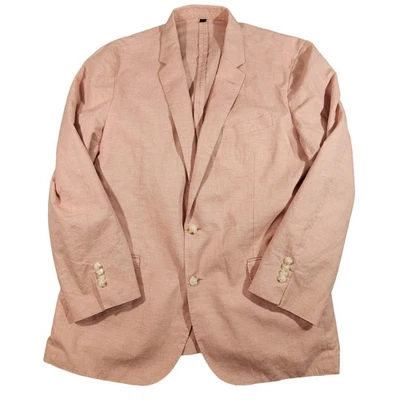 J.Crew Blazer Mens 44R Pink Ludlow Cotton Linen Micro Houndstooth 2-Button H4140 - Image 1 of 4