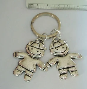 Llavero doble Pewter 2 niños hijos amigos hermanos nietos - Imagen 1 de 2