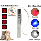 Stainless Steel Rechargable Interactive Cat Toy Pet Pointer Laser Pen Red Light