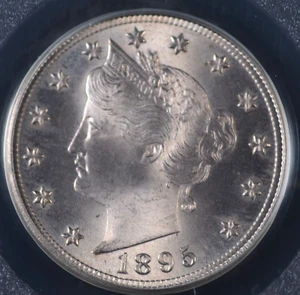 1895 LIBERTY "V" NICKEL PCGS MS 64 OLD GREEN HOLDER FLASHY STEELY SILVER WITH A - Picture 1 of 7