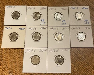 Ten 1968 S Proof Roosevelt Dimes Uncirculated - Picture 1 of 2