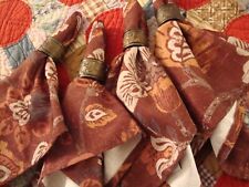 Set (4) (Food Network Floral Fall Autumn THANKSGIVING Napkins) + Brown Rings 227