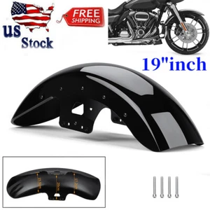 19 Inch Wheel Gloss Black Front Fender For Harley Touring CVO Custom Baggers USA - Picture 1 of 12