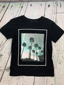 Cat & Jack Tropical Sunset Tee Shirt Boys Size XS 4-5 Black Palm Trees - Picture 1 of 2
