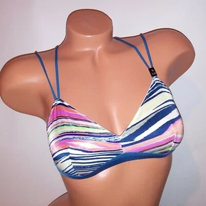 Victoria Secret Bralette Bra XS Stripe Strappy Blue Multi Padded Victoria's New - Picture 1 of 7