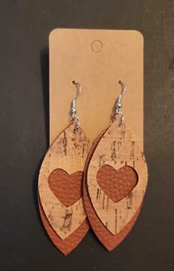Womens Accessories Jewelry Love Earrings Faux Leather Heart Stocking Stuffer - Picture 1 of 3