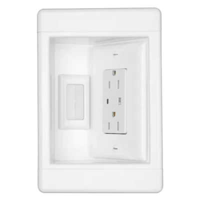 Pass & Seymour 1 Gang Recessed TV Media Box Kit with Surge Suppress Outlet, LV A - Image 1 of 4