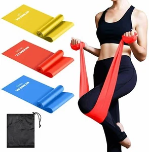 3 BÄNDER ELASTISCHE WIDERSTANDSBÄNDER ELASTISCH FITNESS PILATES YOGA TRAINING  - Bild 1 von 6