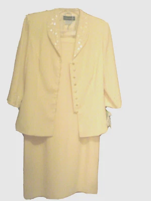 Donna Morgan Yellow 100% Polyester Long Sleeve 2 Piece Top & Skirt Dress 14 NWT - Image 1 of 4