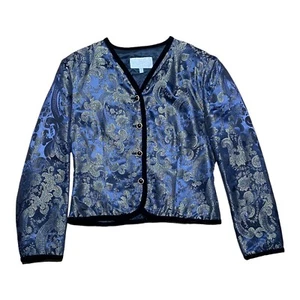 Vintage BYBLOS Print Brokat Jacquard Jacke Medium / Größe 44 Made in Italy sehr guter Zustand - Bild 1 von 5