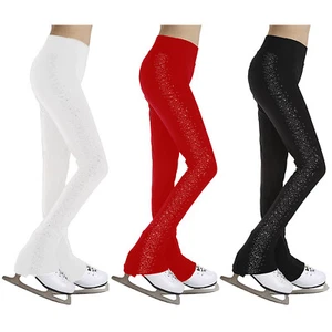 Kids Girls Ice Skating Workout Pants Gymnastic Bottoms Tights Gym Dance Trousers - Picture 1 of 42