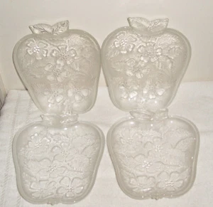 4 VINTAGE APPLE SHAPE FLORAL EMBOSSED 6 1/2" PLATES - Picture 1 of 3