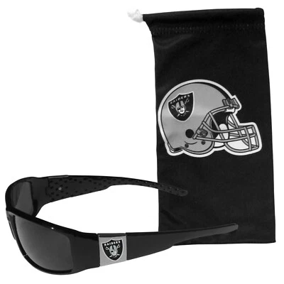 Las Vegas Raiders Chrome Wrap Sunglasses with Microfiber Bag (NFL Football) - Image 1 of 3