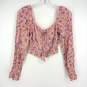 Camicia contadina Kingston grigia juniors tagliata media rosa giallo blu floreale LS - Foto 1 di 9