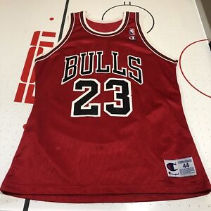 New NBA Chicago Bulls Michael Jordan￼￼ Red Jersey ￼44 Large Rare 90’s Champion