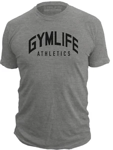 GYM LIFE ATHLETICS Archway Mens Workout T-Shirt Exercise Fitness Tee Shirt, Gray - Picture 1 of 5