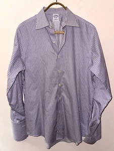 BROOKS BROTHERS Slim Egyptian cotton Dress shirt 16-1/2 x 33 Purple stripe EUC - Picture 1 of 5