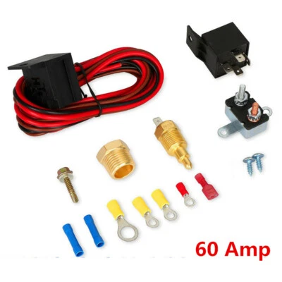 Kit de instalación de arnés de cables ventilador eléctrico relé de 60 amperios termostato coche 185° 12V  Foto 1 de 4