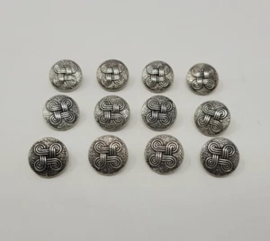 12 pcs Celtic Knot Round Silver Molded Plastic Craft Sewing Shank Buttons 15mm - Picture 1 of 2