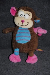 🍀Plüsch Kuscheltier Affe OKEE DOKEE AURORA WORLD braun rosa blau Monkey 17 cm sehr guter Zustand - Bild 1 von 3