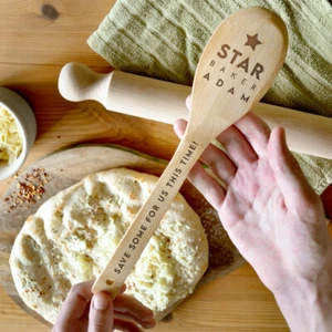Cuchara de madera personalizada Star Baker grabada con láser cuchara mezcladora regalo - Imagen 1 de 19