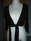 Marks And Spencer Black Cotton Tie Front Top Size 12