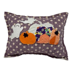 NEW Handmade Pumpkins & Ghost Pillow Vintage Quilt Old Chenille Autumn Fall - Picture 1 of 11