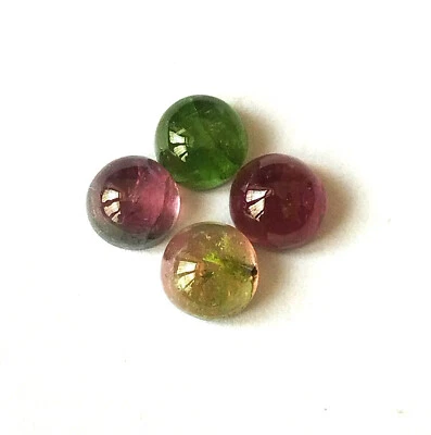 Multi Tourmaline Cabochon 7X7 mm Round Cut Natural Wholesale Gemstone 4 Pieces - Image 1 of 4