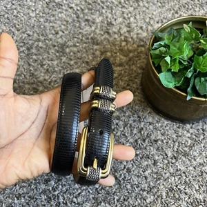 Brighton Womens Black Lizard Embossed Leather Belt size M Vintage Ranger New - Picture 1 of 7