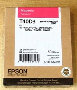 GENUINE EPSON T40D3 Magenta cartridge ORIGINAL ink SC-T2100 T3100 T5100 date2024 - Afbeelding 1 van 3