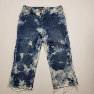 Girl's custom distressed bleached Justice cropped jeans size 14 R Simply low - Picture 1 of 4