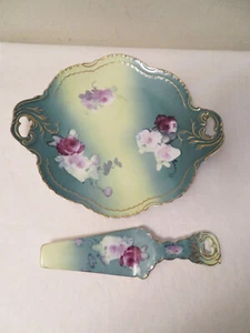 1898 China Company viktorianischer Stil Kuchenplatte und Serviermesser - Bild 1 von 11